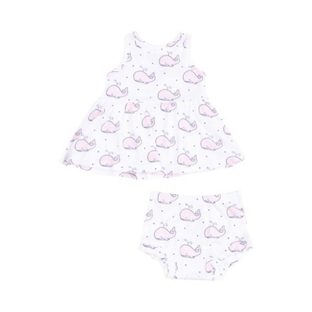 Angel Dear Baby Bubbly Whale Pink Ribbed Peplum Tank & Ruffle Bloomer 3-6M NWT
